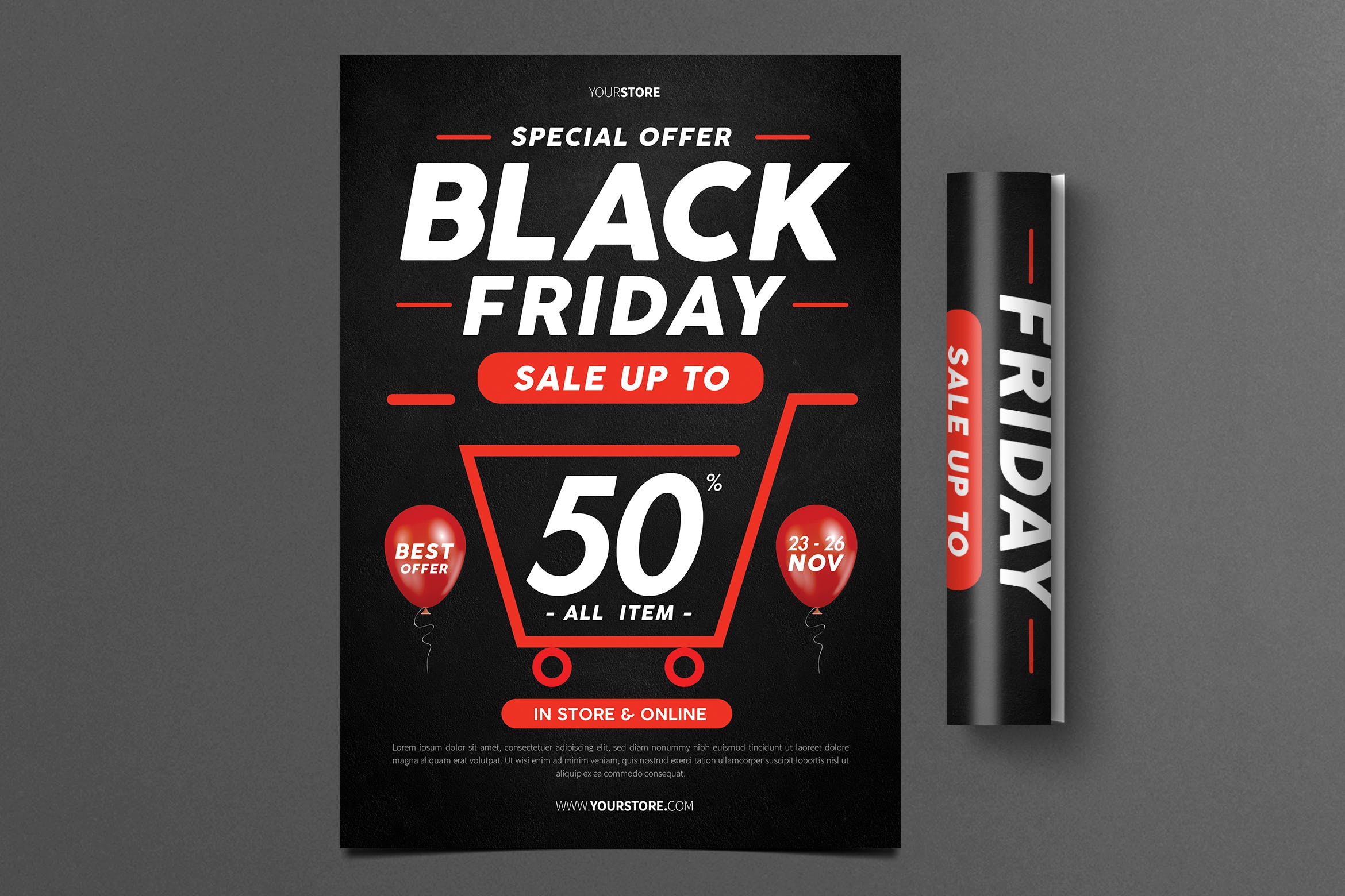 黑色星期五线上线下联合营销广告海报传单模板 Black Friday Flyer插图