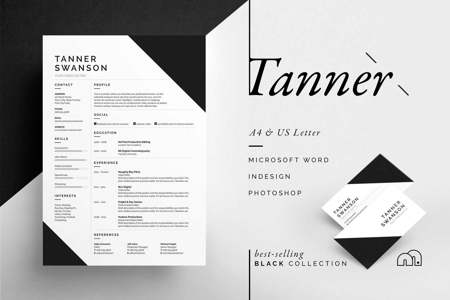 专业且酷炫的简历模板 Tanner – Resume/CV插图