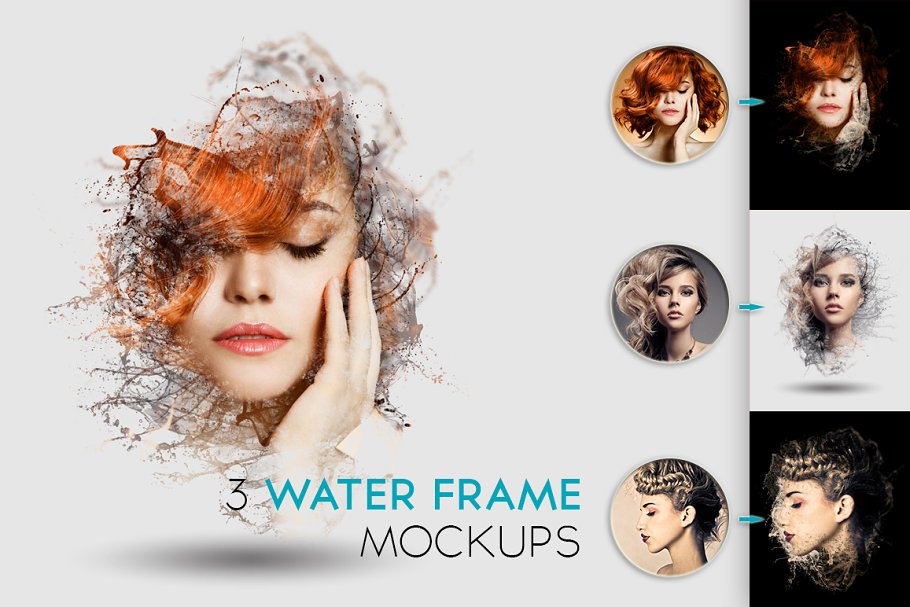 人像水框特效样机模板 Water Frame Mockup插图