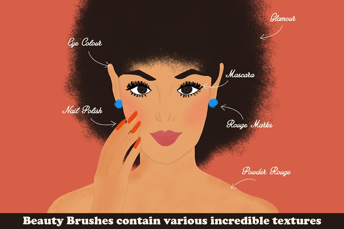 插画师必备的复古时尚美容Procreate笔刷 Beauty Brushes for Procreate插图(1)