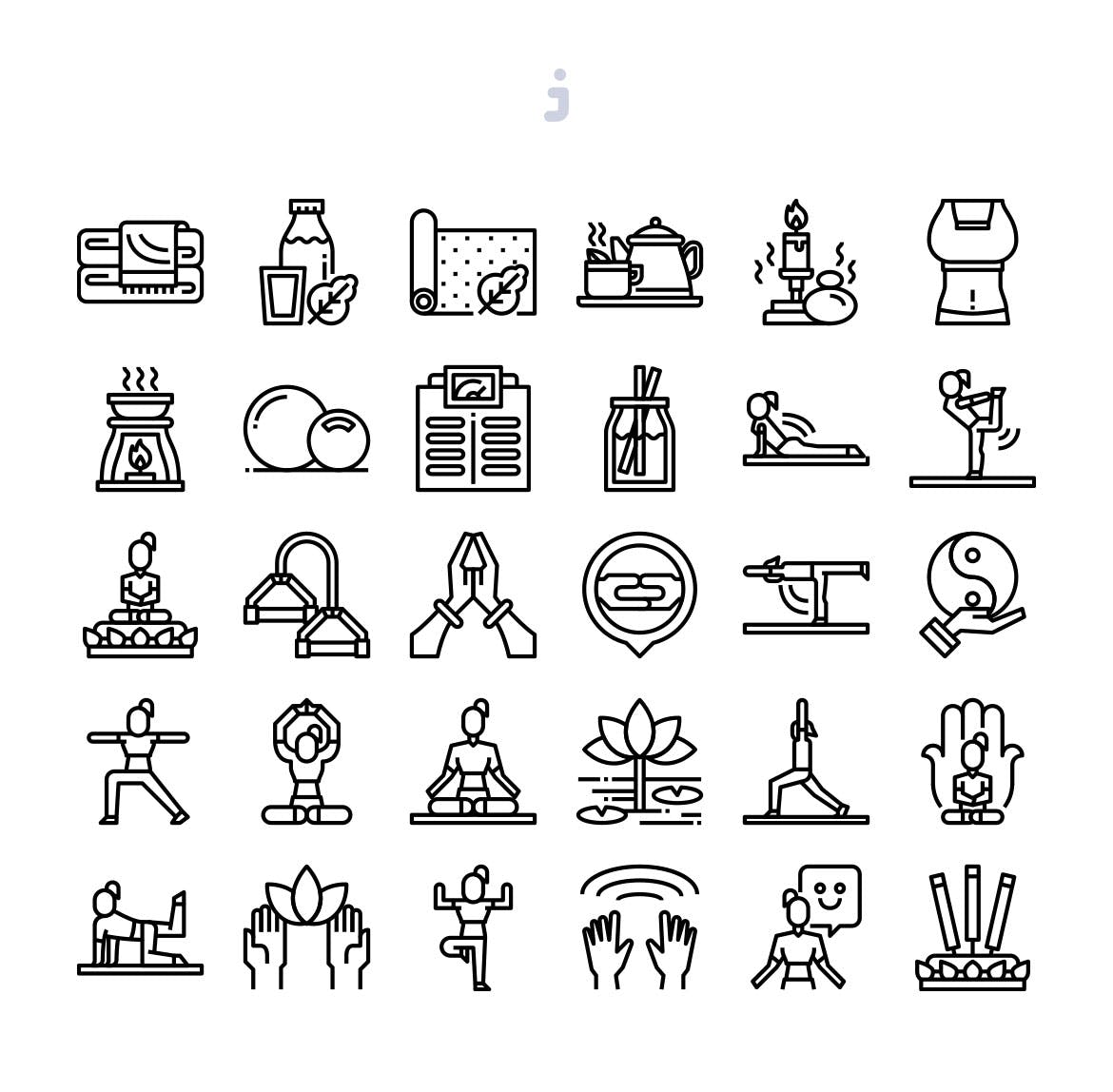 30枚瑜伽运动元素彩色矢量图标素材 30 Yoga Element Icons插图(2)