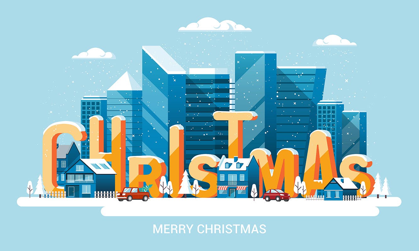 圣诞节&2020新年快乐主题矢量场景插画素材 Merry Christmas and and Happy New Year cards插图3