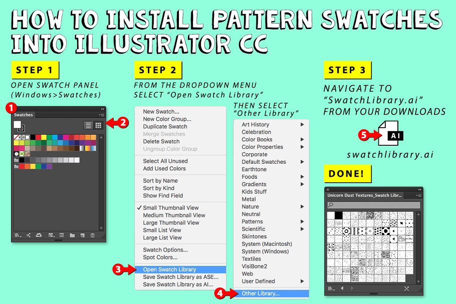 95+麒麟鳞片图案纹理 Unicorn Dust Illustrator Patterns插图(5)