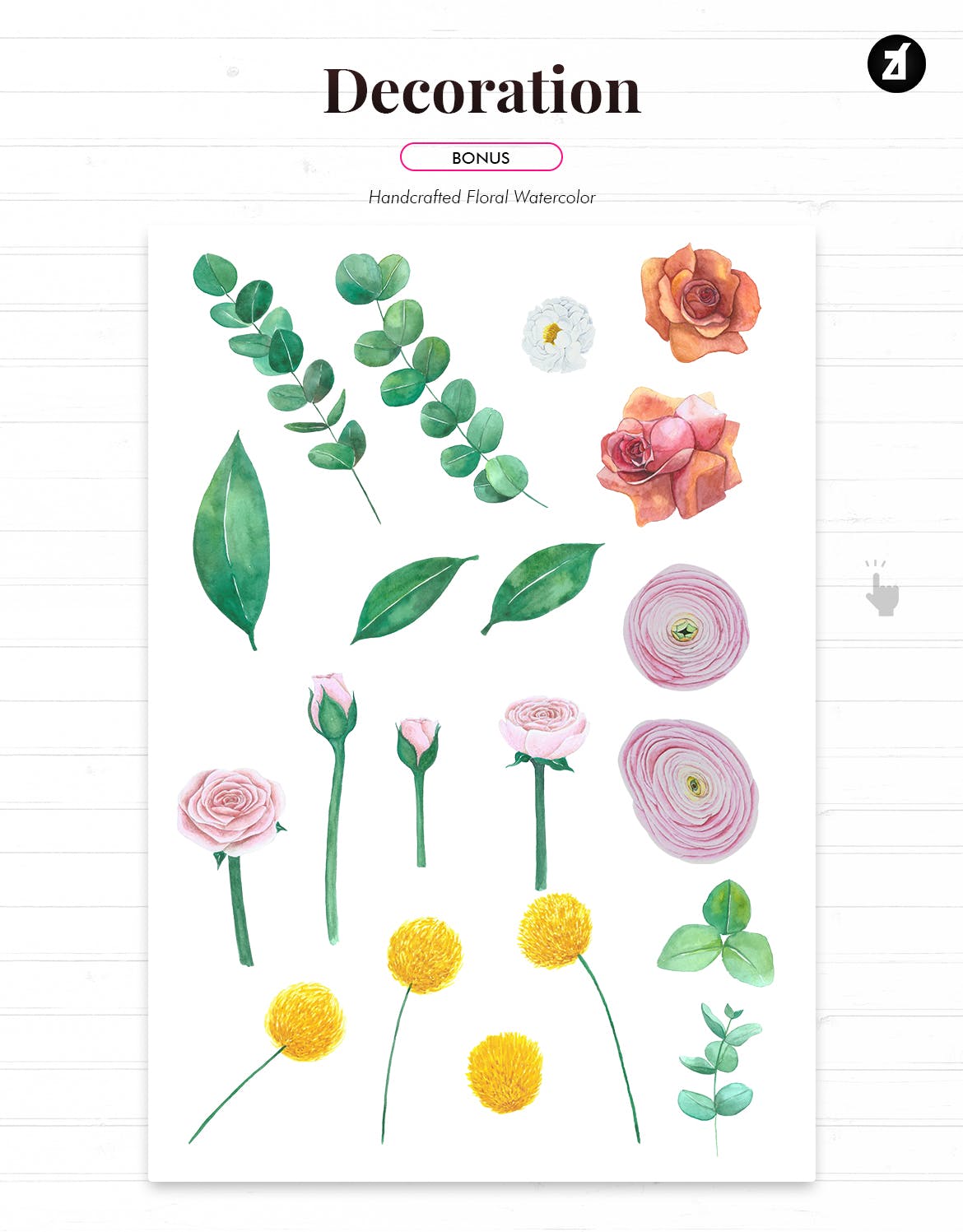 水彩手绘花卉图案设计素材 Floral pattern hand-drawn watercolor illustration插图(4)