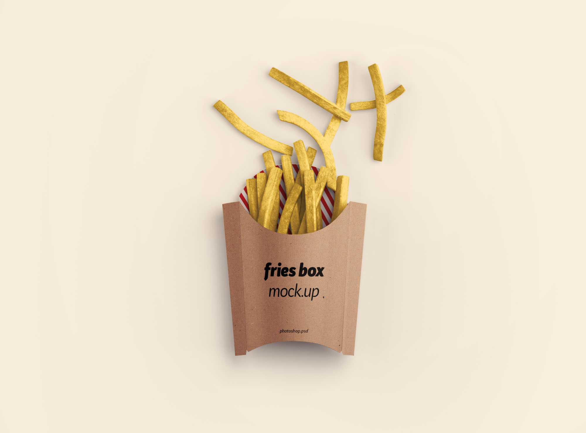 薯条食品包装盒设计样机模板 Fries Box Mockup插图