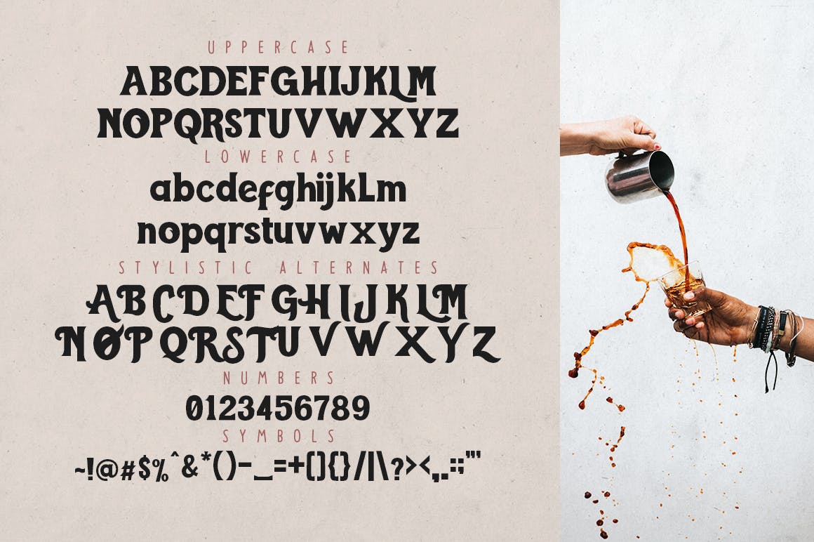 创意装饰设计/无衬线字体/连笔书法钢笔字体三合一 Toast Bread Coffee Typeface插图3