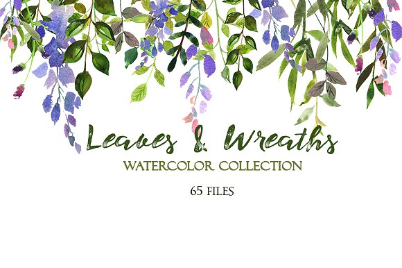树叶花圈水彩套装 Leaves and Wreaths Watercolor Set插图3