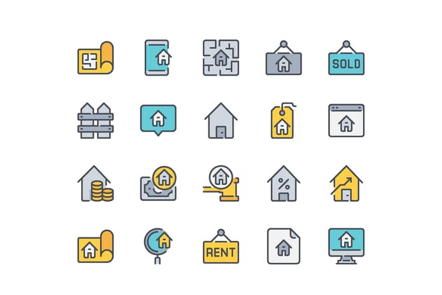 20枚房地产主题矢量图标合集 20 Real Estate icon set插图1