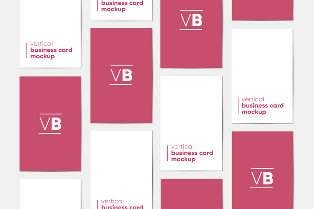 简约企业名片/卡片设计样机模板 Vertical Business Card Mockup插图(9)
