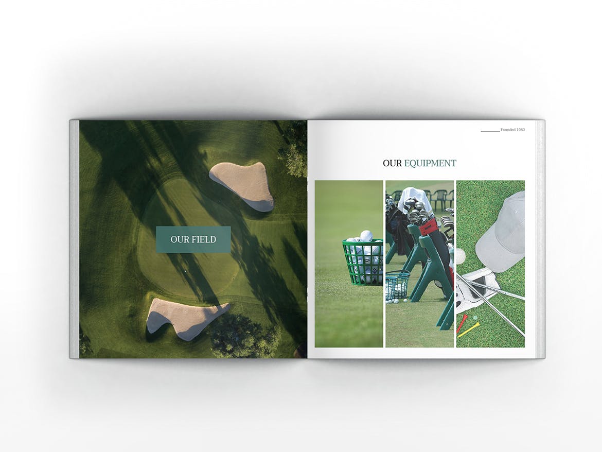 高尔夫俱乐部/体育运动场馆介绍画册设计模板 Golf Square Brochure Template插图9