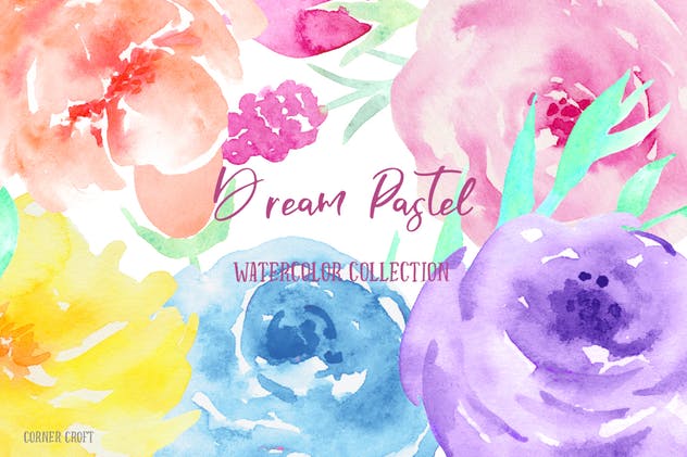 梦幻水粉水彩花卉插画系列合集 Watercolor Collection Dream Pastel插图3