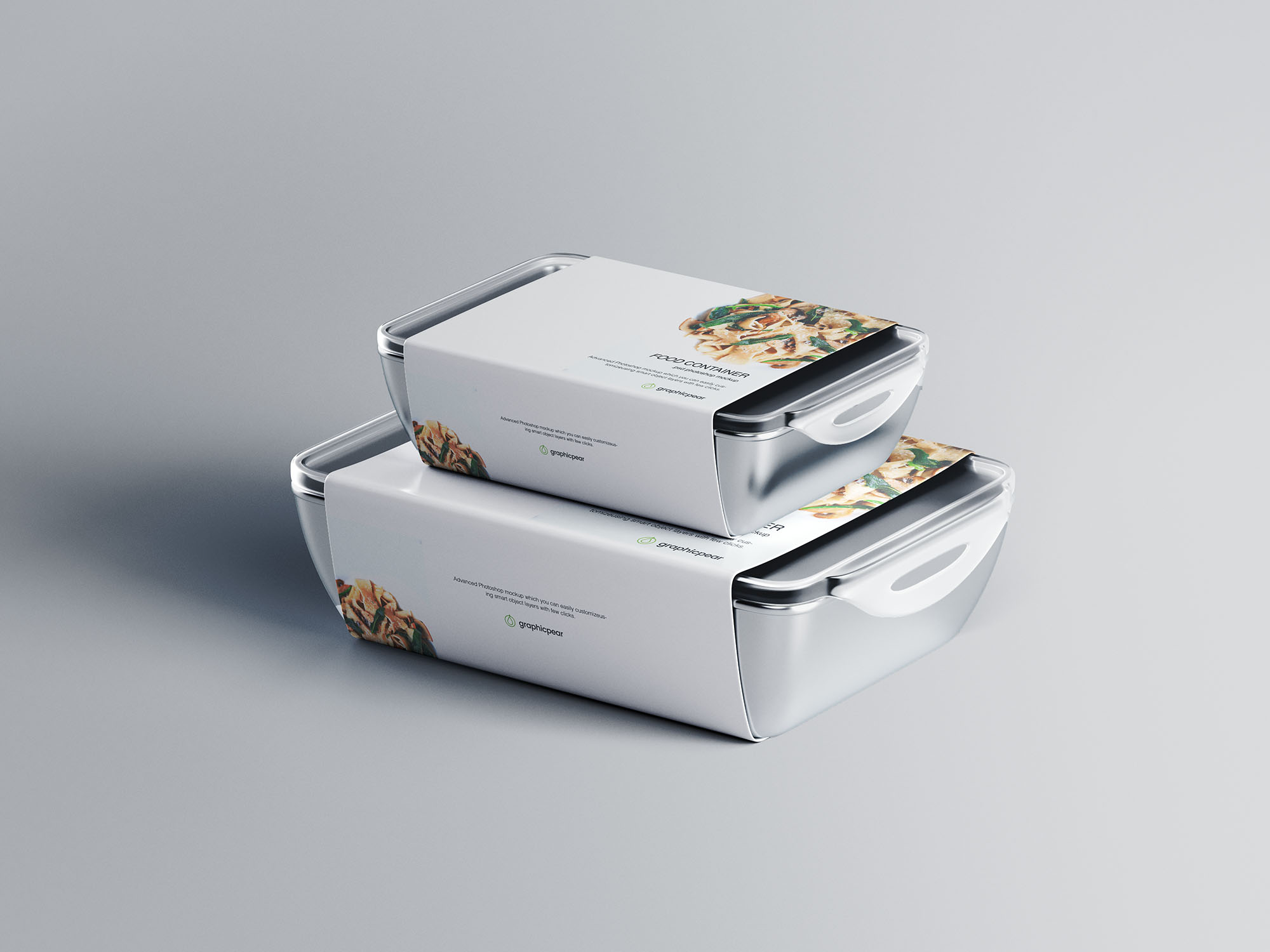 带标签快餐包装盒设计效果图样机模板 Food Container Mockup with Label插图