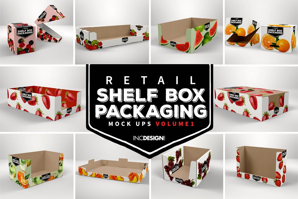 健康食物水果零售包装样机Vol.1 VOLUME 1: Retail Shelf Box Packaging Mockups插图