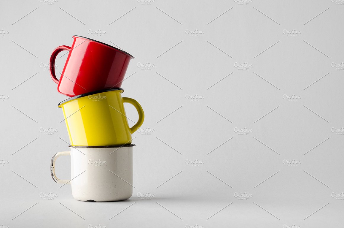 搪瓷茶杯样机模板 Enamel Mug Mock-Up Photo Bundle插图(4)