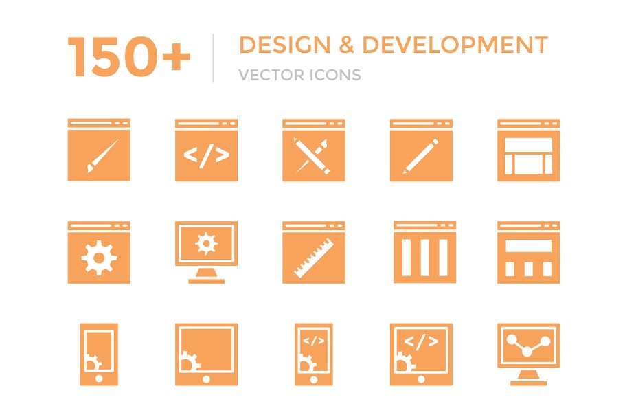 150多个设计和开发矢量图标 150+ Design and Development Icons插图