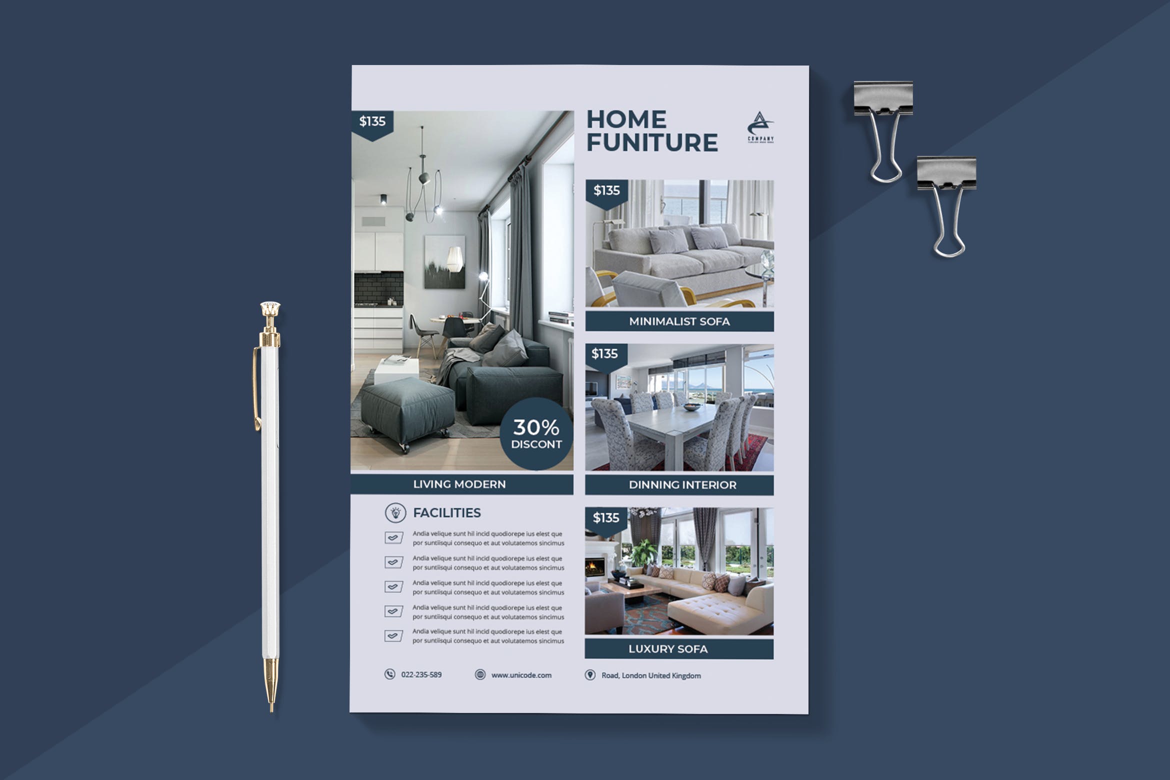 现代室内家具产品促销专场海报传单模板 Interior Flyer插图