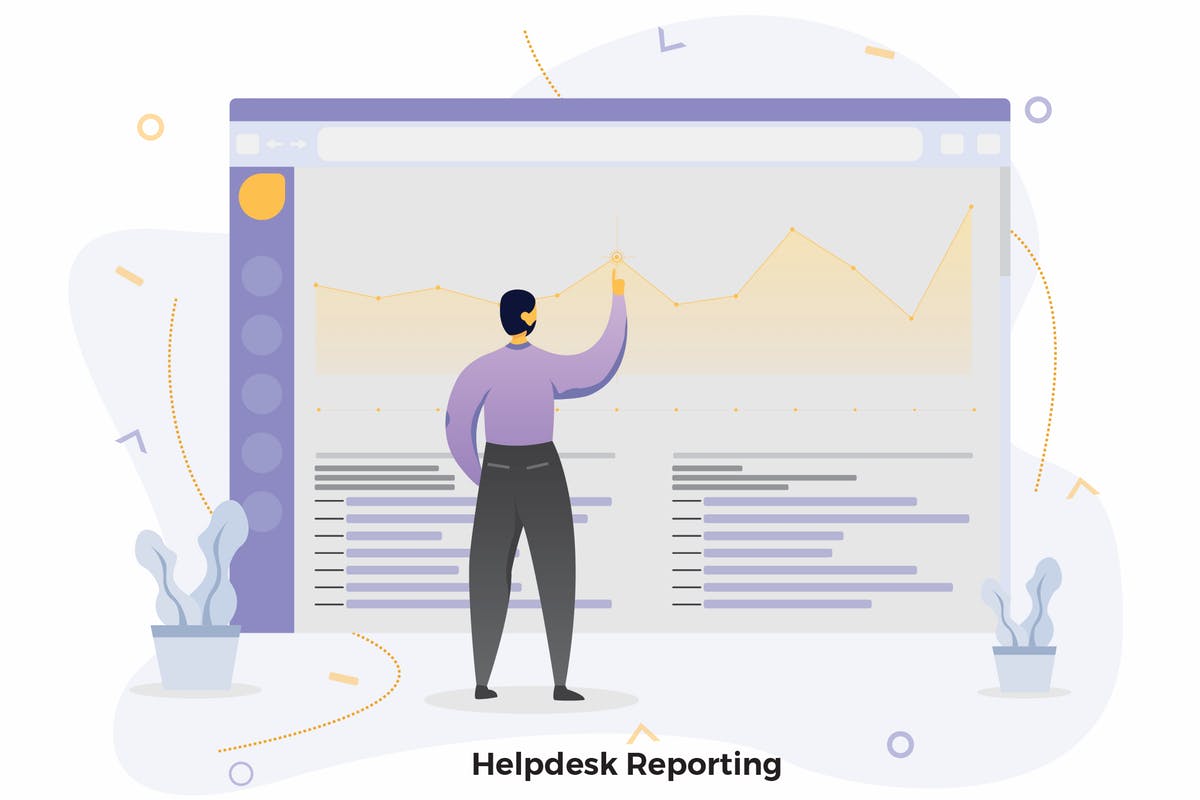 帮助中心数据报告CRM概念插画设计素材 Helpdesk Reporting Illustrations CRM插图