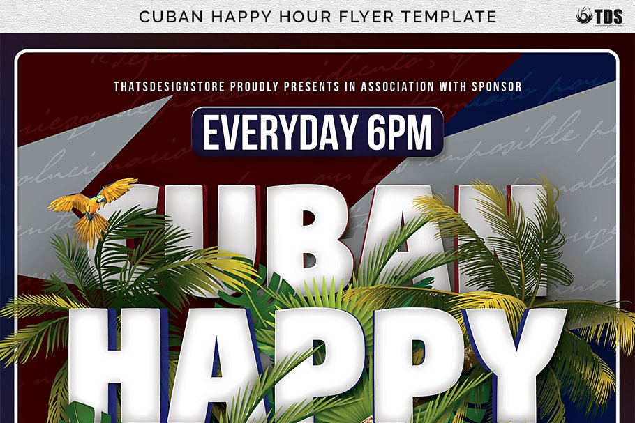 古巴欢乐时光节庆活动广告模板 Cuban Happy Hour Flyer PSD插图(6)