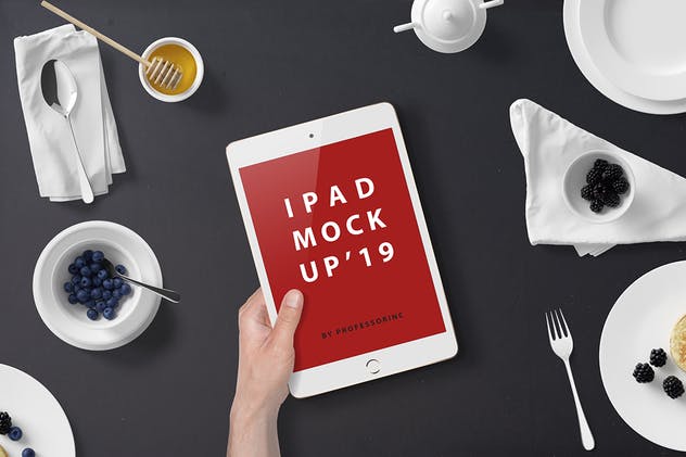 西式早餐场景iPad Mini设备展示样机 iPad Mini Mockup – Breakfast Set插图3