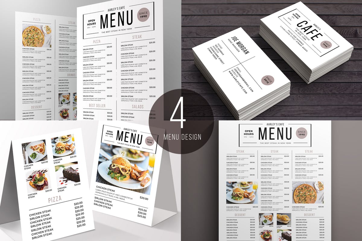 极简西式餐厅菜单设计套装 Simple Menu Pack插图