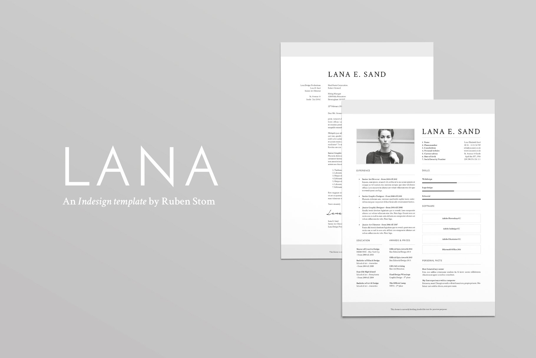质朴设计风格个人简历设计模板 Lana’s Resume Template插图