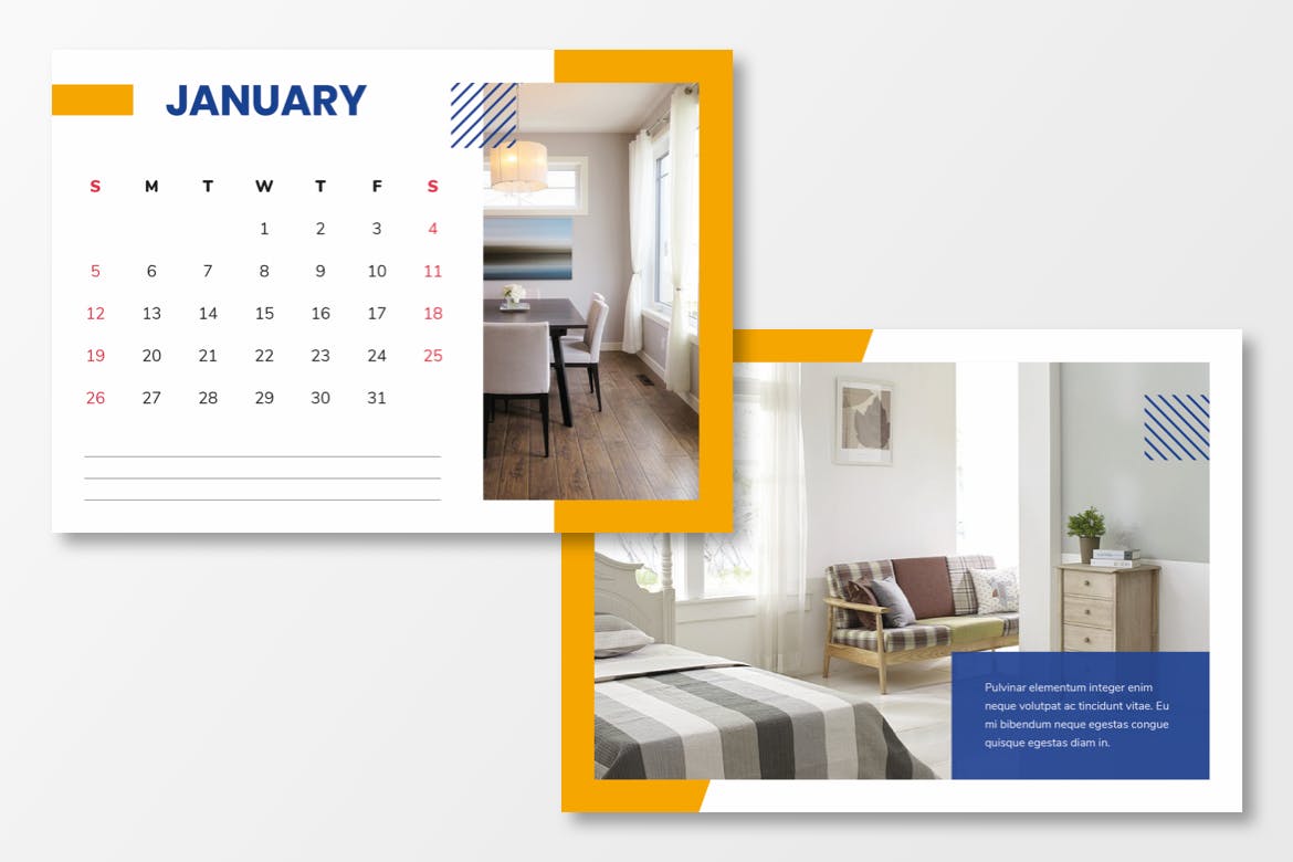 房地产商定制2020年活页日历表设计模板 Real Estate Calendar 2020插图(3)