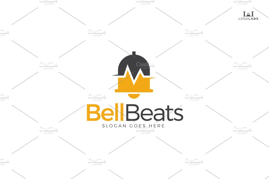 电子铃铛图形Logo模板 Bell Beats Logo插图