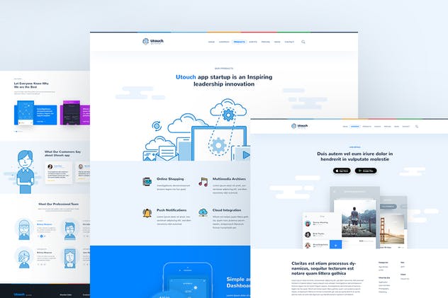 创意APP应用项目官网设计PSD模板 Utouch – App Startup Website PSD Template插图(2)