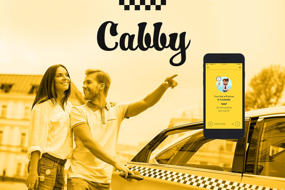 打车应用APP UI套件出行应用UI模板 Cabby — Taxi Service Mobile App UI插图
