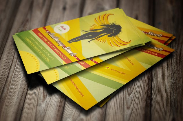 天使图案创意名片设计模板 Woman Business Card Design – 6 color versions插图(3)