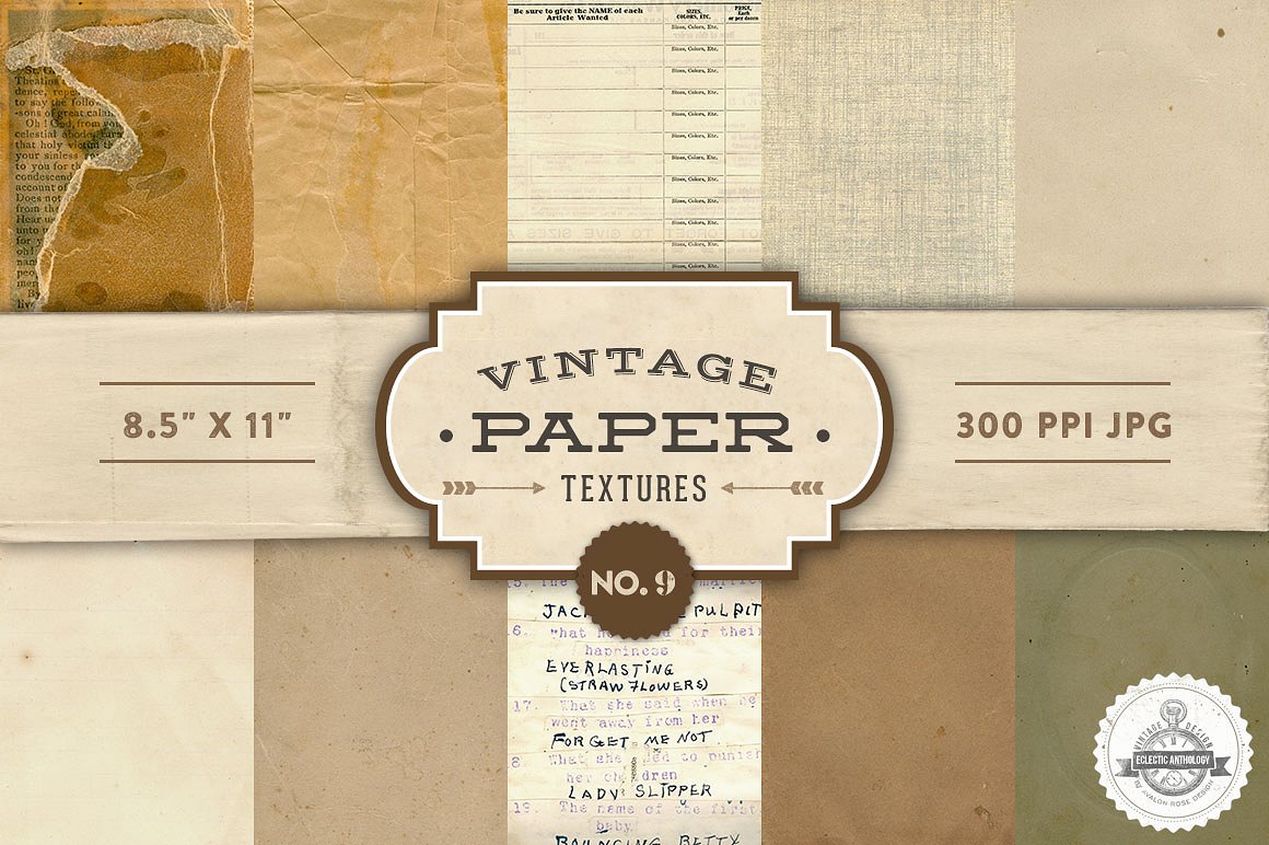 一套复古纸、信封及橱柜纹理 NO.9  Vintage Paper Textures – No. 9插图
