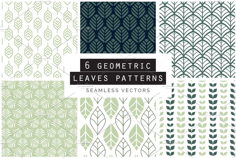 各种不同类型树叶无缝图案纹理 Leaves Seamless Patterns Collection插图3
