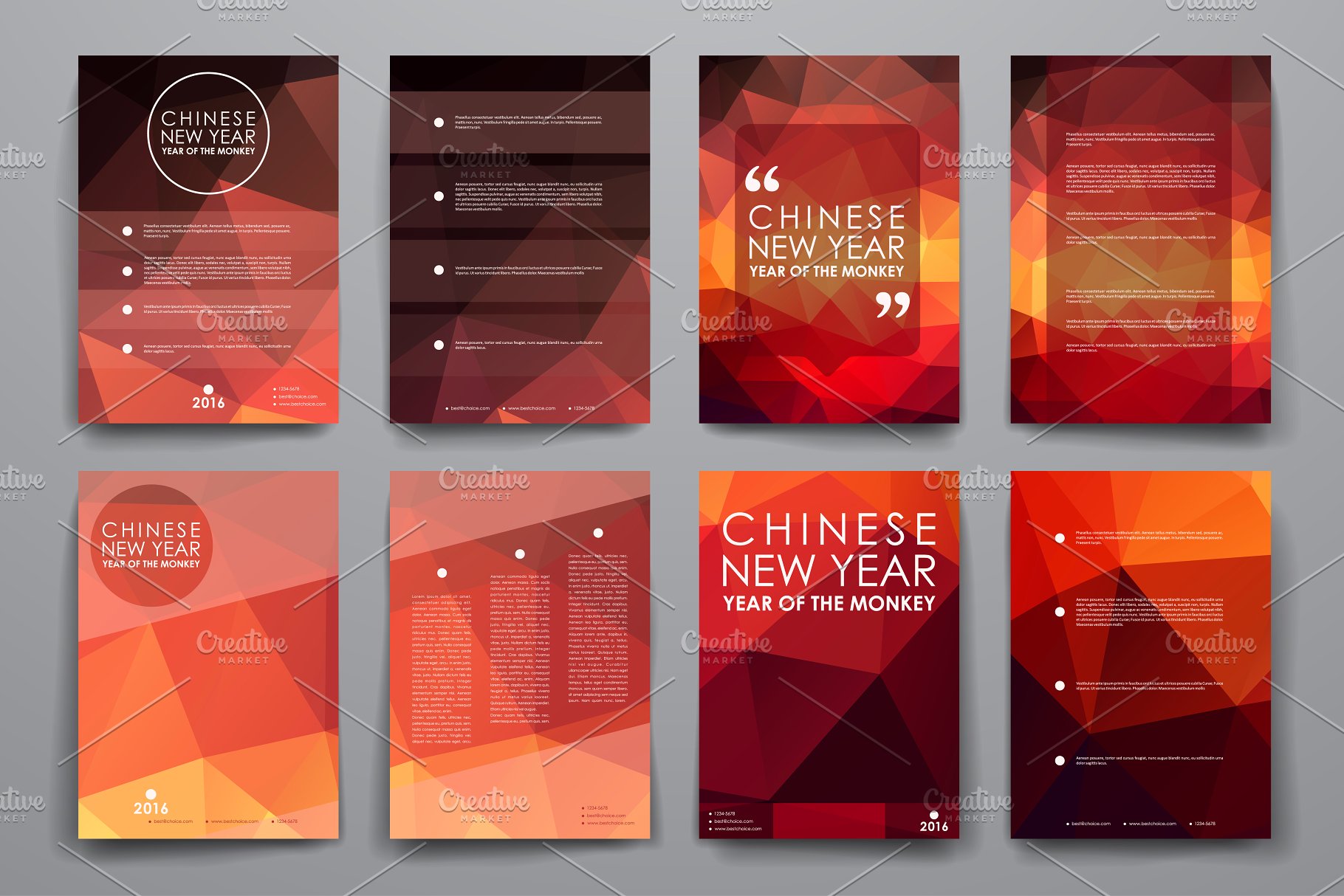 中国新年主题风小册子画册模板 Chinese New Year Brochures插图1