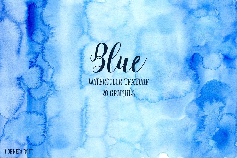 蓝色水彩水洗效果背景 Watercolor Blue Texture Background插图