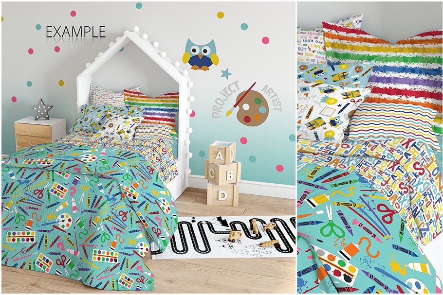 儿童室内织物样机模板 KIDS Interior Fabric Mockup Pack – 1插图15