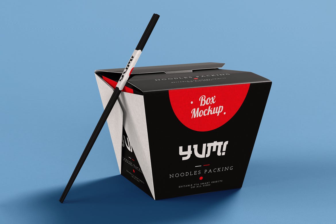 即食面条包装盒设计效果图样机模板 Noodles Pack Box Mock-Up插图(2)