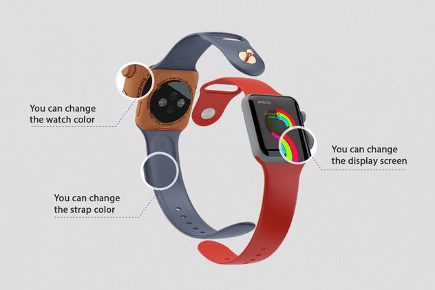 Apple智能手表APP设计展示设备样机V.3 Apple Watch Mockup V.3插图(7)