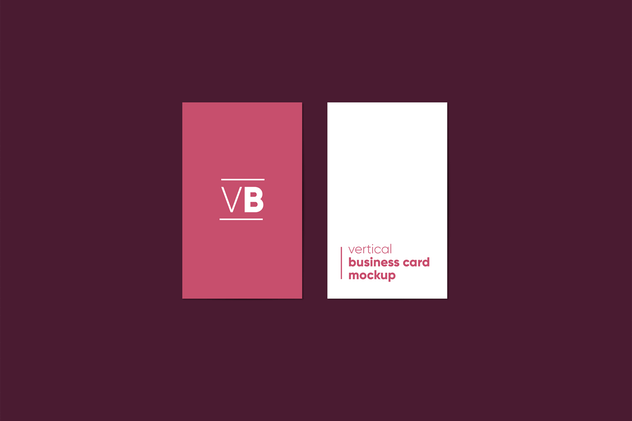 简约企业名片/卡片设计样机模板 Vertical Business Card Mockup插图(3)