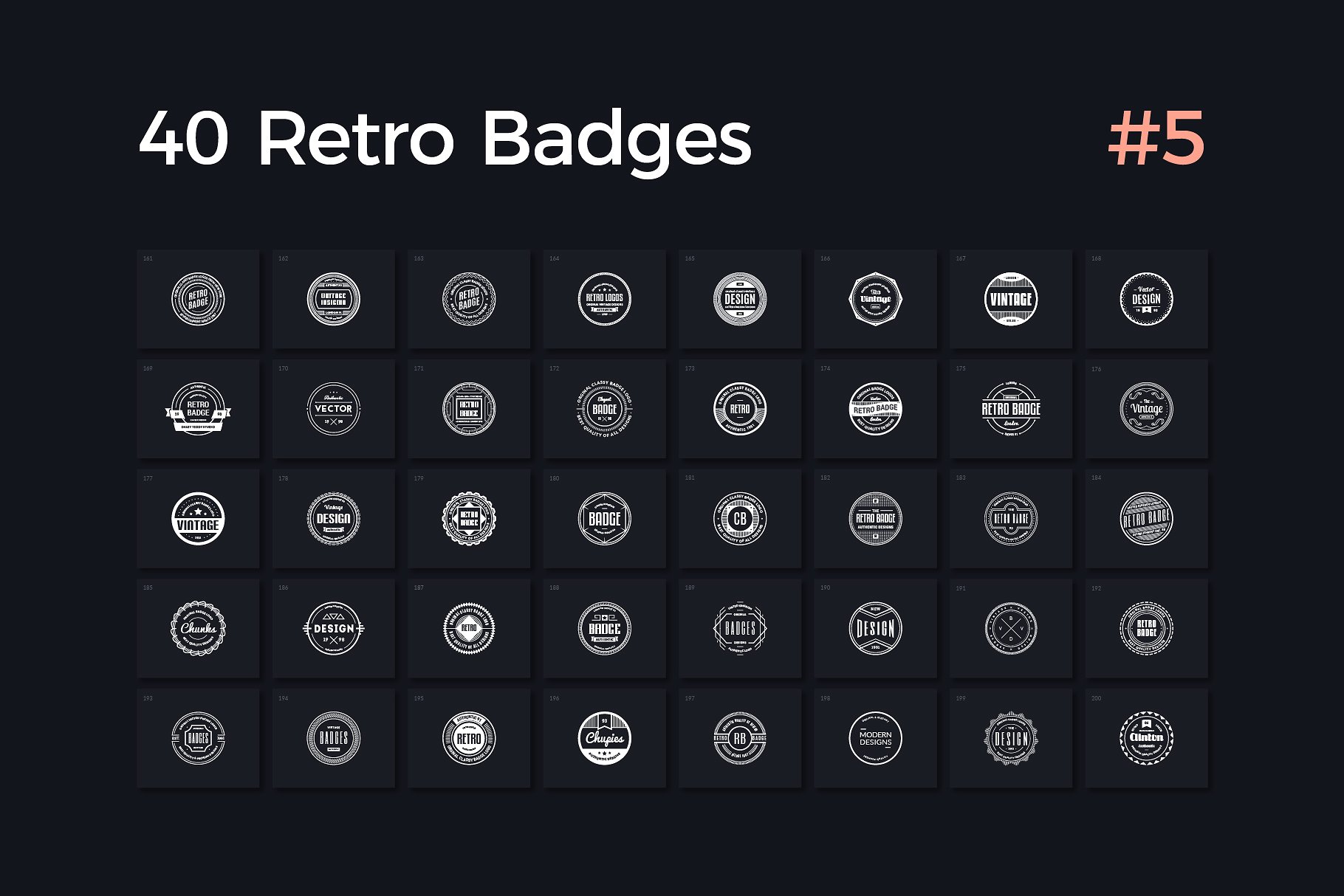 40枚复古徽章Logo模板 Vol. 5 40 Retro Badges Vol. 5插图