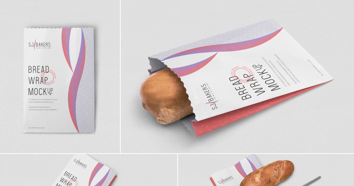 面包纸袋包装设计样机模板 Bread Packaging Mockups插图