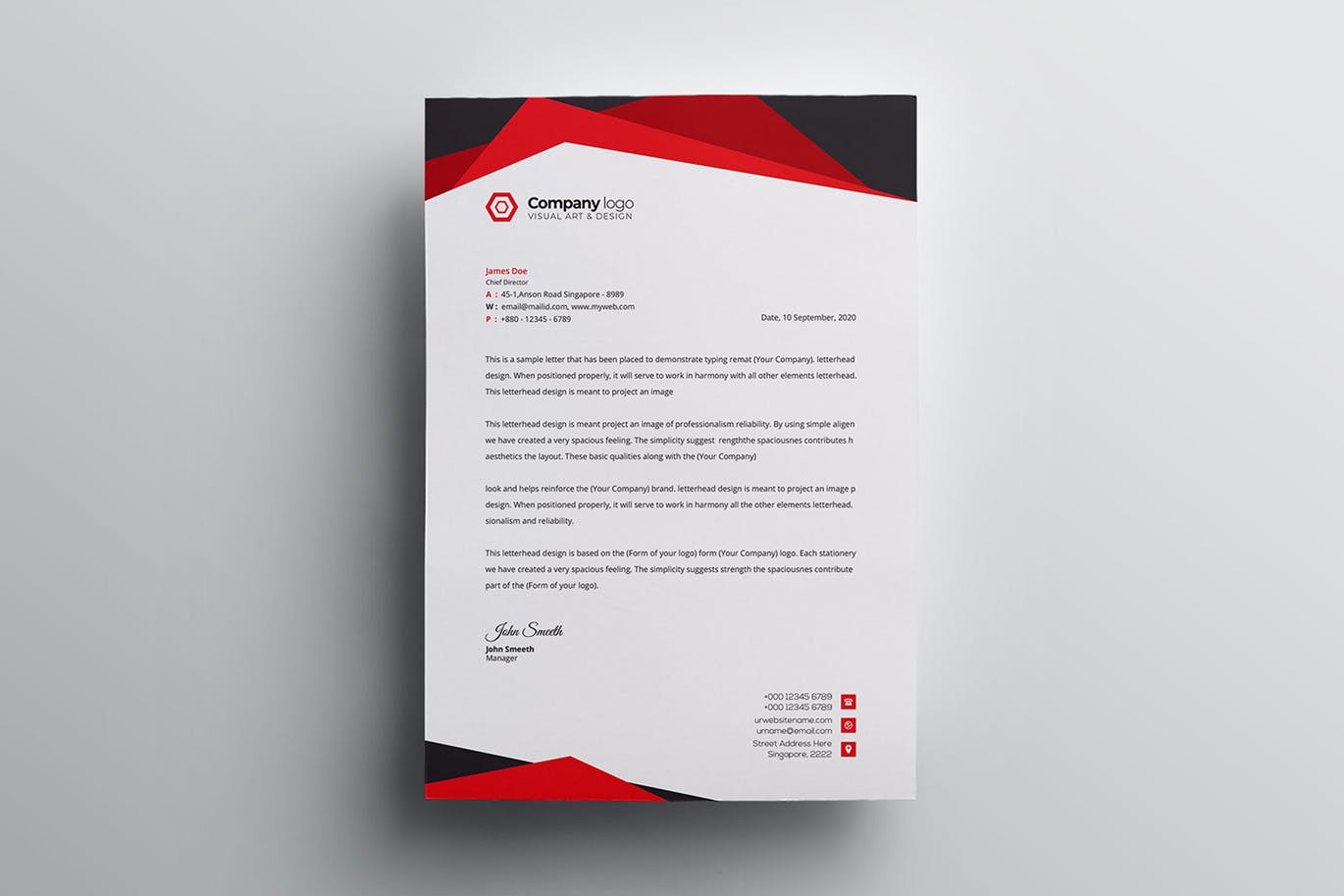 信息科技企业信封设计模板v2 Letterhead插图(3)