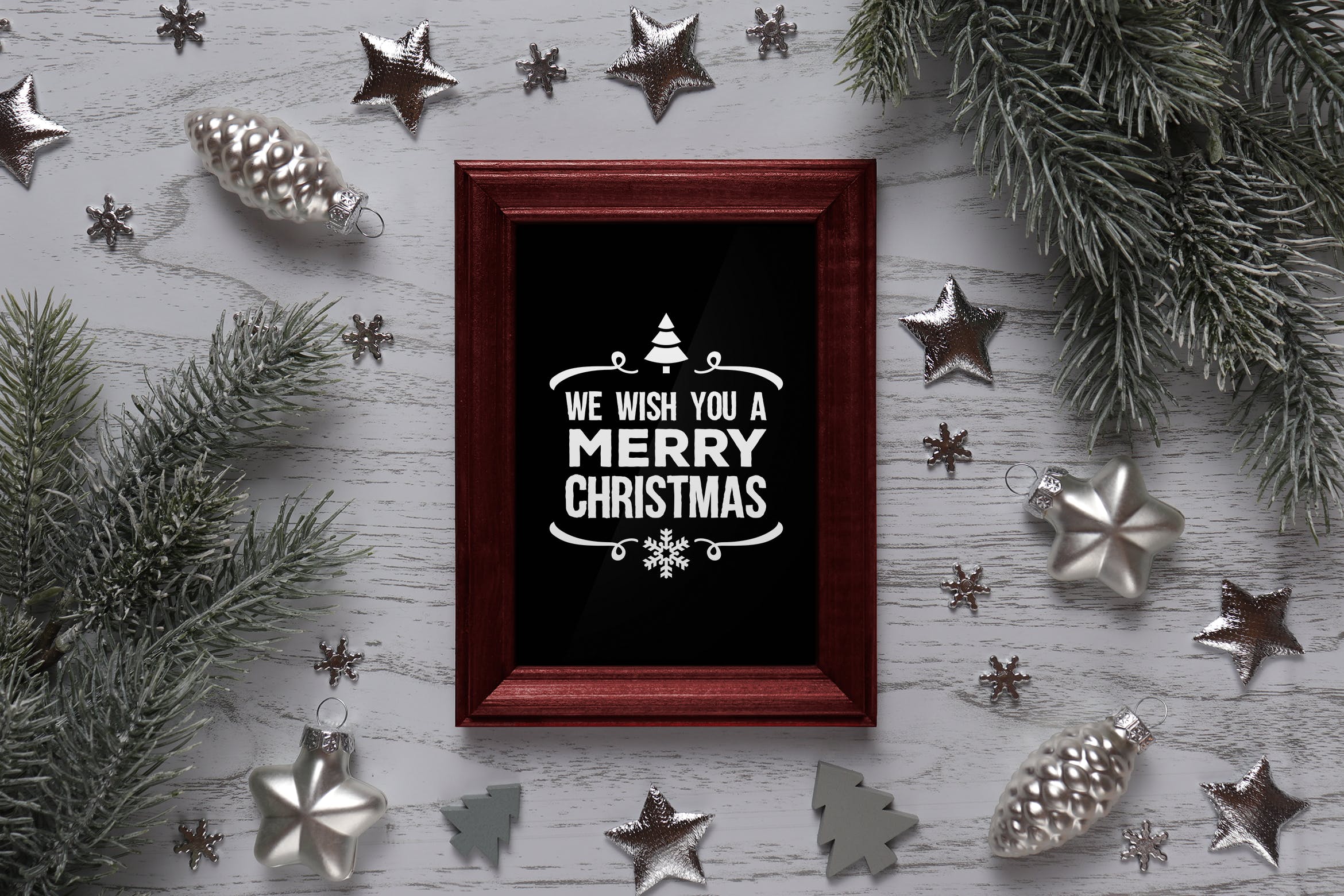 圣诞节主题照片相框样机模板 Christmas picture frame mockup插图