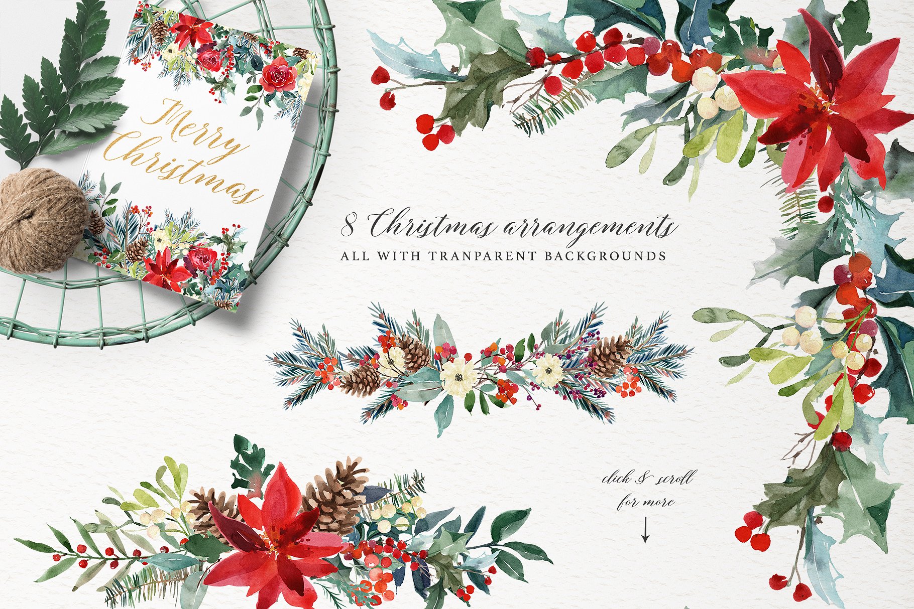 圣诞主题设计素材包（独立对象、背景、花卉等） Christmas Graphics – Woodland插图(5)