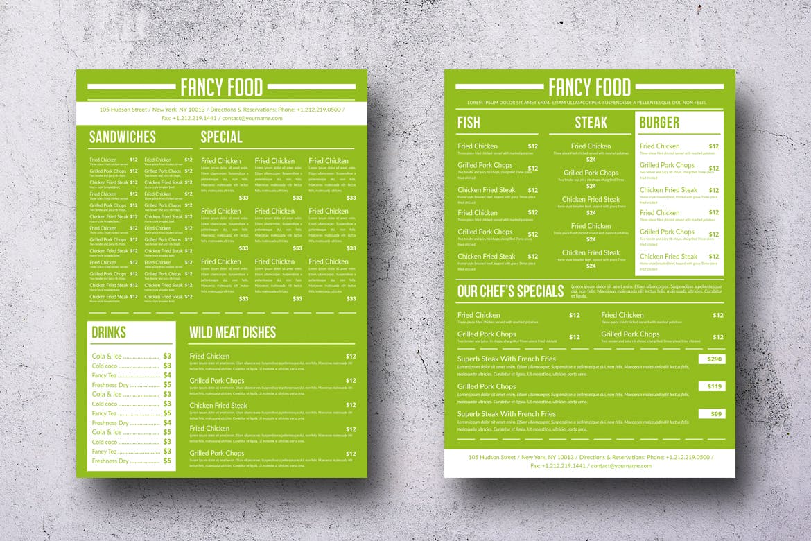 A4纸极简设计风格西式菜单设计模板 Simple A4 Minimal A4 Menu – 13 Color Versions插图(11)