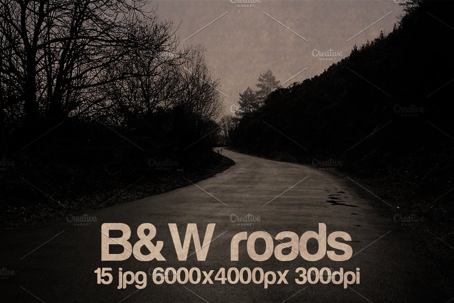 复古黑白胶片效果山路/道路高清照片 vintage B&W roads photo pack插图