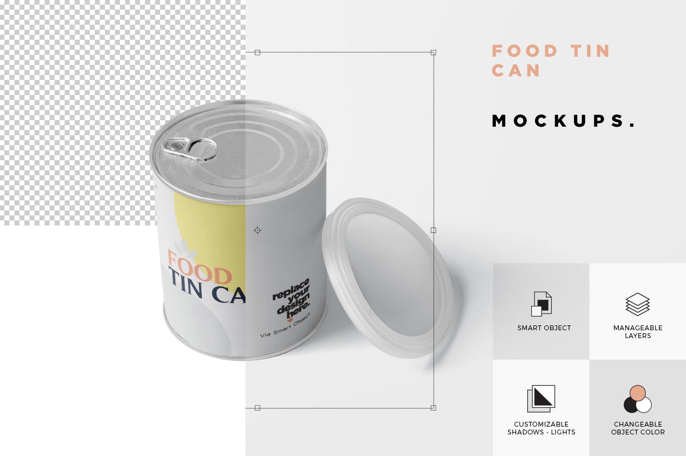 中型食物罐头外观设计样机模板 Food Tin Can Mockup Medium Size – Round插图(5)