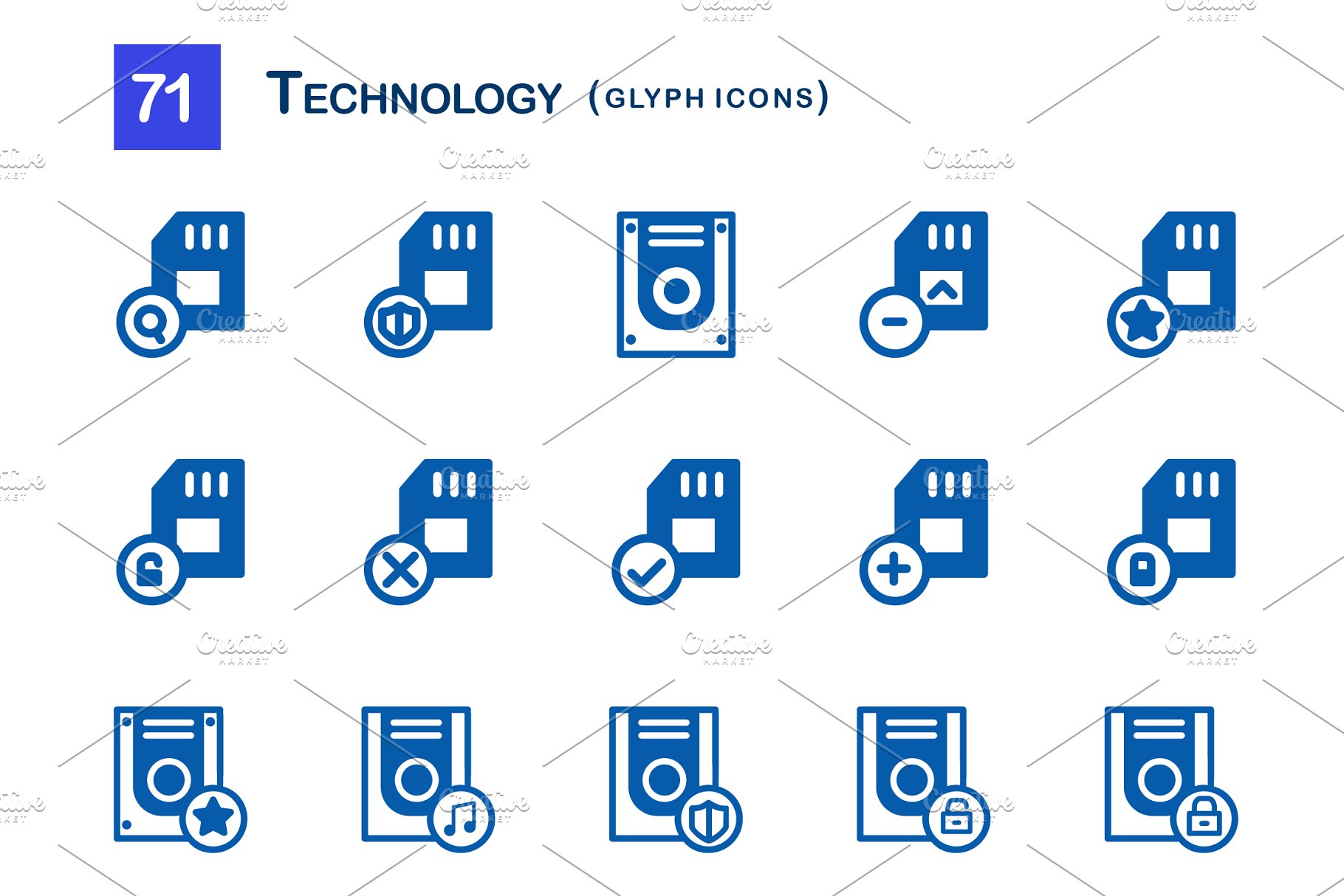 71个科技主题象形写意文字图标 71 Technology Glyph Icons插图4