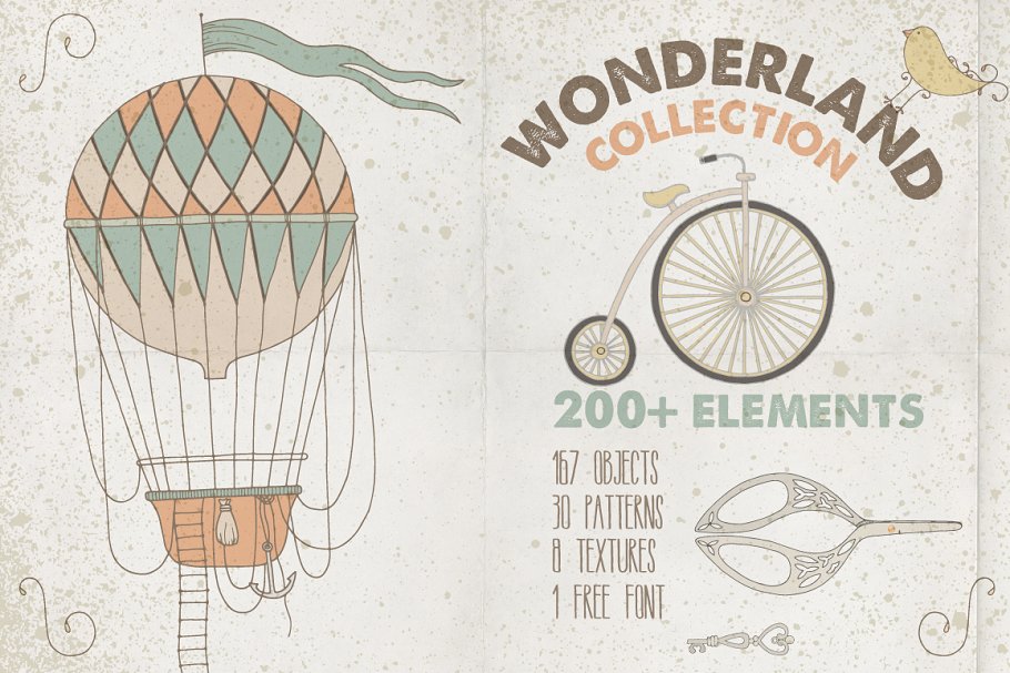 可爱少女心情调手绘元素合集 Wonderland Collection Pro插图