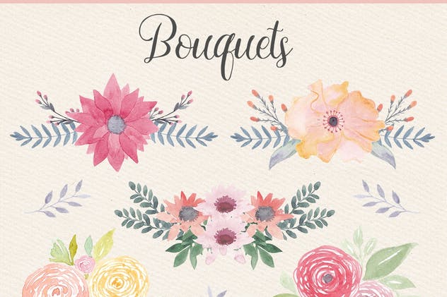水彩花卉/植物元素设计套装 Watercolor Floral Design Kit插图(2)