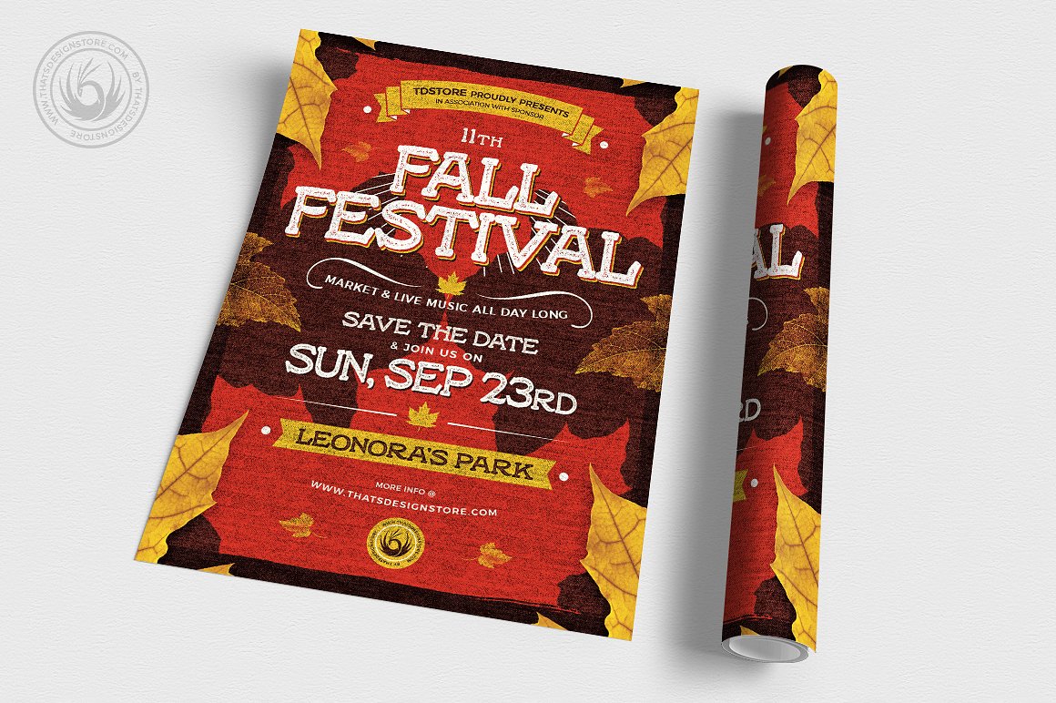 秋天主题活动海报传单设计PSD模板v2 Fall Festival Flyer PSD V2插图(2)